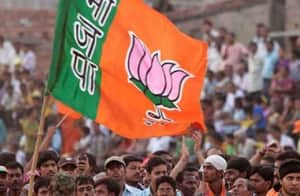 BJP flag people corwd rally 