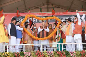 subhendu adhikari and others bjp শনিবার মেদিনীপুরে অমিত শাহ, শুভেন্দু অধিকারী, কৈলাশ বিজয়বর্গীয়, দিলীপ ঘোষ, মুকুল রায় সহ বিজেপি দলের আরও বিশিষ্ট জনেরা।