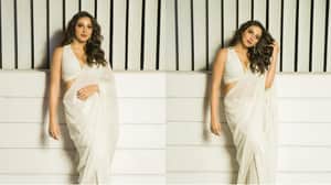 Subhashree white saree