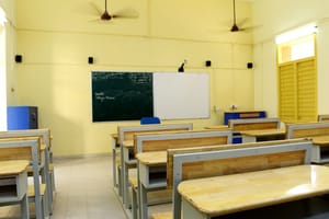 high school students  class room exam