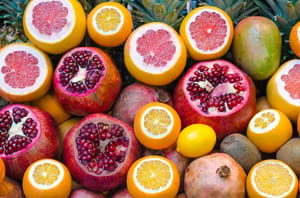 healthy fruits lime pomagranate lime